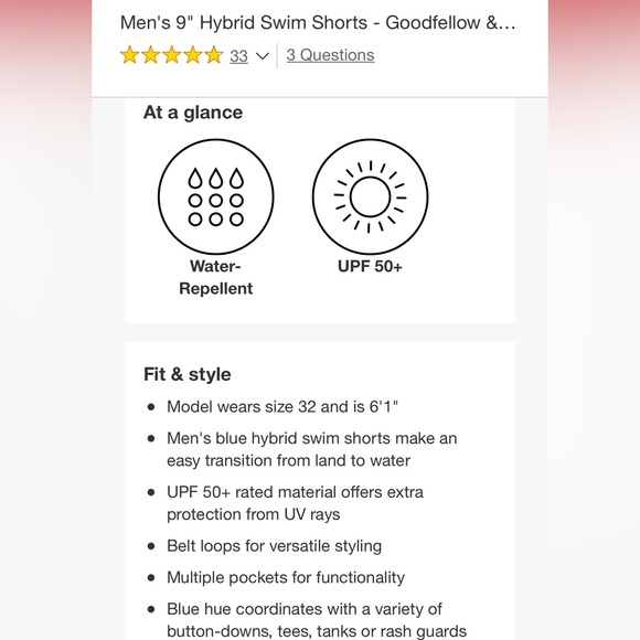 Goodfellow & Co Men’s Green 9” Hybrid Swim Shorts UPF 50+ - Picture 9 of 11